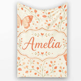 Soft Butterfly with Floral Hearts Neutral Seamless Pattern Lovely  Personalised Custom Name Super Soft Fleece Blanket Bed Sofa Throw