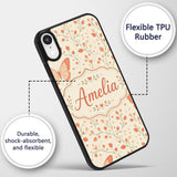 Soft Butterfly with Floral Hearts Printed Design Custom Name Protective Phone Case Mobile Cover Durable Everyday Smartphone Shock Resistant