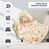 Soft Butterfly with Floral Hearts Neutral Seamless Pattern Lovely  Personalised Custom Name Super Soft Fleece Blanket Bed Sofa Throw