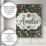 Personalised Name Coffee Shop Drinks Custom Premium Decorative Design Modern Room Accent Canvas Wall Art Print Decor Picture Ready to Hang