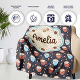 Hot Chocolate s with Marshmallows and Sprinkles Seamless Pattern  Personalised Custom Name Super Soft Fleece Blanket Bed Sofa Throw