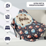Hot Chocolate s with Marshmallows and Sprinkles Seamless Pattern  Personalised Custom Name Super Soft Fleece Blanket Bed Sofa Throw