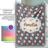 Hot Chocolate s with Marshmallows and Sprinkles Seamless Pattern  Personalised Custom Name Super Soft Fleece Blanket Bed Sofa Throw