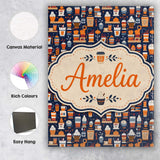 Personalised Name Coffee Shop Equipment Custom  Modern Room Accent Elegant Feature Canvas Wall Art Print Decor Picture Ready to Hang