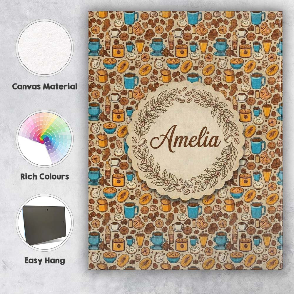 Personalised Name Bakery Coffee and Pastries Custom Bespoke  Contemporary Display Canvas Wall Art Print Decor Picture Ready to Hang