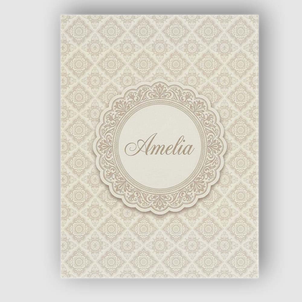 Personalised Name Elegant Beige Damask Custom  Unique Gift Idea Modern Room Accent Canvas Wall Art Print Decor Picture Ready to Hang