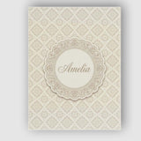 Personalised Name Elegant Beige Damask Custom  Unique Gift Idea Modern Room Accent Canvas Wall Art Print Decor Picture Ready to Hang