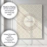 Personalised Name Elegant Beige Damask Custom  Unique Gift Idea Modern Room Accent Canvas Wall Art Print Decor Picture Ready to Hang