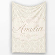 Classic Ornamental Teardrop Damask Beige Seamless Pattern Lovely  Personalised Custom Name Super Soft Fleece Blanket Bed Sofa Throw