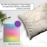 Custom Name Classic Ornamental Teardrop Damask Seamless Pattern Square Filled Cushion Throw Pillow Sofa Bed Home Decor Zip Washable UK Made