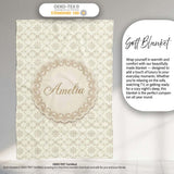 Soft Beige Geometric Floral Lattice Seamless Pattern Lovely  Personalised Custom Name Super Soft Fleece Blanket Bed Sofa Throw