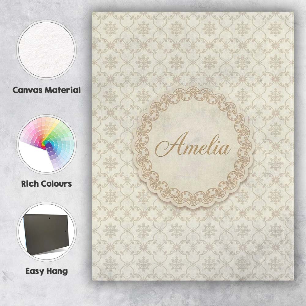 Personalised Name Soft Beige Geometric Custom  Modern Room Accent Elegant Feature Canvas Wall Art Print Decor Picture Ready to Hang