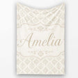 Vintage Inspired Floral Scroll Neutral Seamless Pattern Lovely  Personalised Custom Name Super Soft Fleece Blanket Bed Sofa Throw