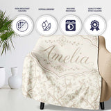 Elegant Birds and Branches Toile Style Seamless Pattern Lovely  Personalised Custom Name Super Soft Fleece Blanket Bed Sofa Throw