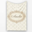 Classic Beige Ornamental Damask Motif Seamless Pattern Lovely  Personalised Custom Name Super Soft Fleece Blanket Bed Sofa Throw