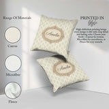 Custom Name Classic Beige Ornamental Damask Motif Pattern Lovely Square Filled Cushion Throw Pillow Sofa Bed Home Decor Zip Washable UK Made