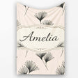 Delicate Botanical Sprigs Black Cream Minimal Floral Pattern Lovely  Personalised Custom Name Super Soft Fleece Blanket Bed Sofa Throw