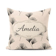 Custom Name Delicate Botanical Sprigs Black Cream Minimal Floral Square Filled Cushion Throw Pillow Sofa Bed Home Decor Zip Washable UK Made