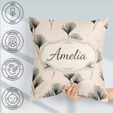 Custom Name Delicate Botanical Sprigs Black Cream Minimal Floral Square Filled Cushion Throw Pillow Sofa Bed Home Decor Zip Washable UK Made