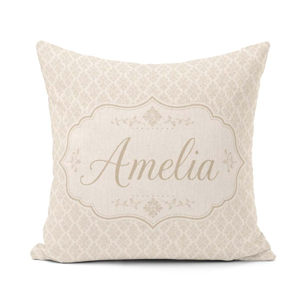 Custom Name Elegant Small Scale Floral Damask Seamless Pattern Square Filled Cushion Throw Pillow Sofa Bed Home Decor Zip Washable UK Made