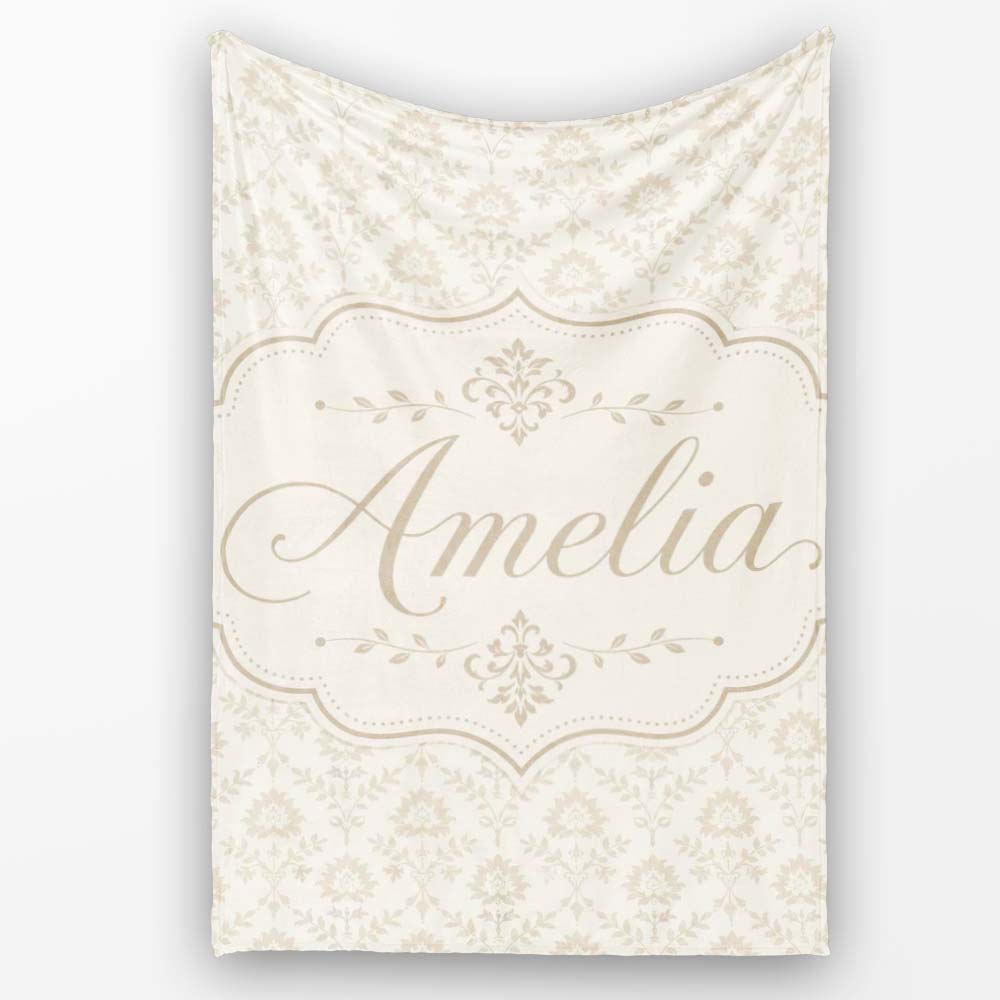 Soft Neutral Floral Bouquet Repeating Seamless Pattern Lovely  Personalised Custom Name Super Soft Fleece Blanket Bed Sofa Throw