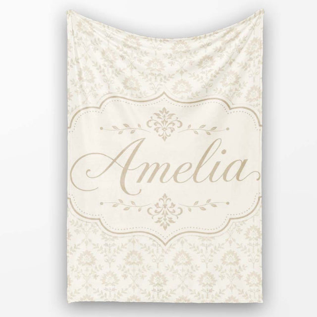 Soft Neutral Floral Bouquet Repeating Seamless Pattern Lovely  Personalised Custom Name Super Soft Fleece Blanket Bed Sofa Throw
