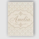 Personalised Name Soft Neutral Floral Custom Modern Room Accent Creative Decorator Style Canvas Wall Art Print Decor Picture Ready to Hang