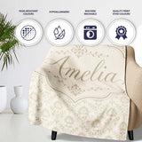 Soft Neutral Floral Bouquet Repeating Seamless Pattern Lovely  Personalised Custom Name Super Soft Fleece Blanket Bed Sofa Throw
