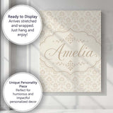Personalised Name Soft Neutral Floral Custom Modern Room Accent Creative Decorator Style Canvas Wall Art Print Decor Picture Ready to Hang