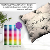 Custom Name Delicate Botanical Sprigs Black Cream Minimal Floral Square Filled Cushion Throw Pillow Sofa Bed Home Decor Zip Washable UK Made