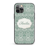 Classic William Morris Style Green Botanical Custom Name Protective Phone Case Mobile Cover Durable Everyday Smartphone Shock Resistant
