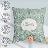 Custom Name Classic William Morris Style Green Botanical Pattern Square Filled Cushion Throw Pillow Sofa Bed Home Decor Zip Washable UK Made