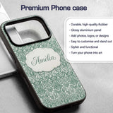 Classic William Morris Style Green Botanical Custom Name Protective Phone Case Mobile Cover Durable Everyday Smartphone Shock Resistant