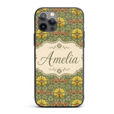 Art Nouveau Butterflies and Floral Printed Design Custom Name Protective Phone Case Mobile Cover Durable Everyday Smartphone Shock Resistant