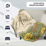 Art Nouveau Butterflies and Floral Garden Seamless Pattern Lovely  Personalised Custom Name Super Soft Fleece Blanket Bed Sofa Throw