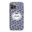 Blue Butterfly Garden Floral Detailed Seamless Custom Name Protective Phone Case Mobile Cover Durable Everyday Smartphone Shock Resistant
