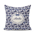 Custom Name Blue Butterfly Garden Floral Detailed Pattern Lovely Square Filled Cushion Throw Pillow Sofa Bed Home Decor Zip Washable UK Made