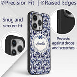 Blue Butterfly Garden Floral Detailed Seamless Custom Name Protective Phone Case Mobile Cover Durable Everyday Smartphone Shock Resistant