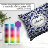 Custom Name Blue Butterfly Garden Floral Detailed Pattern Lovely Square Filled Cushion Throw Pillow Sofa Bed Home Decor Zip Washable UK Made
