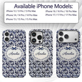 Blue Butterfly Garden Floral Detailed Seamless Custom Name Protective Phone Case Mobile Cover Durable Everyday Smartphone Shock Resistant