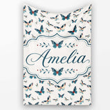 Cute Small Butterfly Scattered Minimal Seamless Pattern Lovely  Personalised Custom Name Super Soft Fleece Blanket Bed Sofa Throw