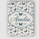 Personalised Name Cute Small Butterfly Custom  Modern Room Accent Elegant Feature Canvas Wall Art Print Decor Picture Ready to Hang