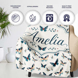 Cute Small Butterfly Scattered Minimal Seamless Pattern Lovely  Personalised Custom Name Super Soft Fleece Blanket Bed Sofa Throw