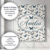 Personalised Name Cute Small Butterfly Custom  Modern Room Accent Elegant Feature Canvas Wall Art Print Decor Picture Ready to Hang