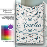 Cute Small Butterfly Scattered Minimal Seamless Pattern Lovely  Personalised Custom Name Super Soft Fleece Blanket Bed Sofa Throw