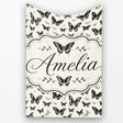 Black and White Butterfly Vintage Style Seamless Pattern Lovely  Personalised Custom Name Super Soft Fleece Blanket Bed Sofa Throw