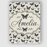 Personalised Name Black and White Butterfly Custom  Bespoke Interior Contemporary Canvas Wall Art Print Decor Picture Ready to Hang