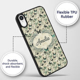 Grunge Green Butterfly Artistic Texture Seamless Custom Name Protective Phone Case Mobile Cover Durable Everyday Smartphone Shock Resistant