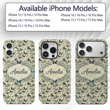 Grunge Green Butterfly Artistic Texture Seamless Custom Name Protective Phone Case Mobile Cover Durable Everyday Smartphone Shock Resistant