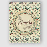 Personalised Name Teal and Coral Butterfly Custom  Unique Gift Idea Elegant Feature Canvas Wall Art Print Decor Picture Ready to Hang